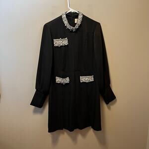 Tuckernuck Black Hoyt Embellished Dress Large Crystal Beading Modern‎ Classic